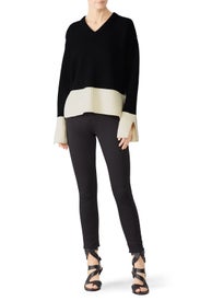 Contrast Rib V-Neck Sweater by Derek Lam 10 Crosby