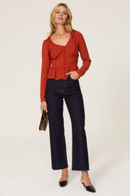 Button Front Peplum Top by Louna