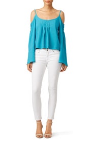 Teal Tulip Sleeve Top by Nanette Lepore