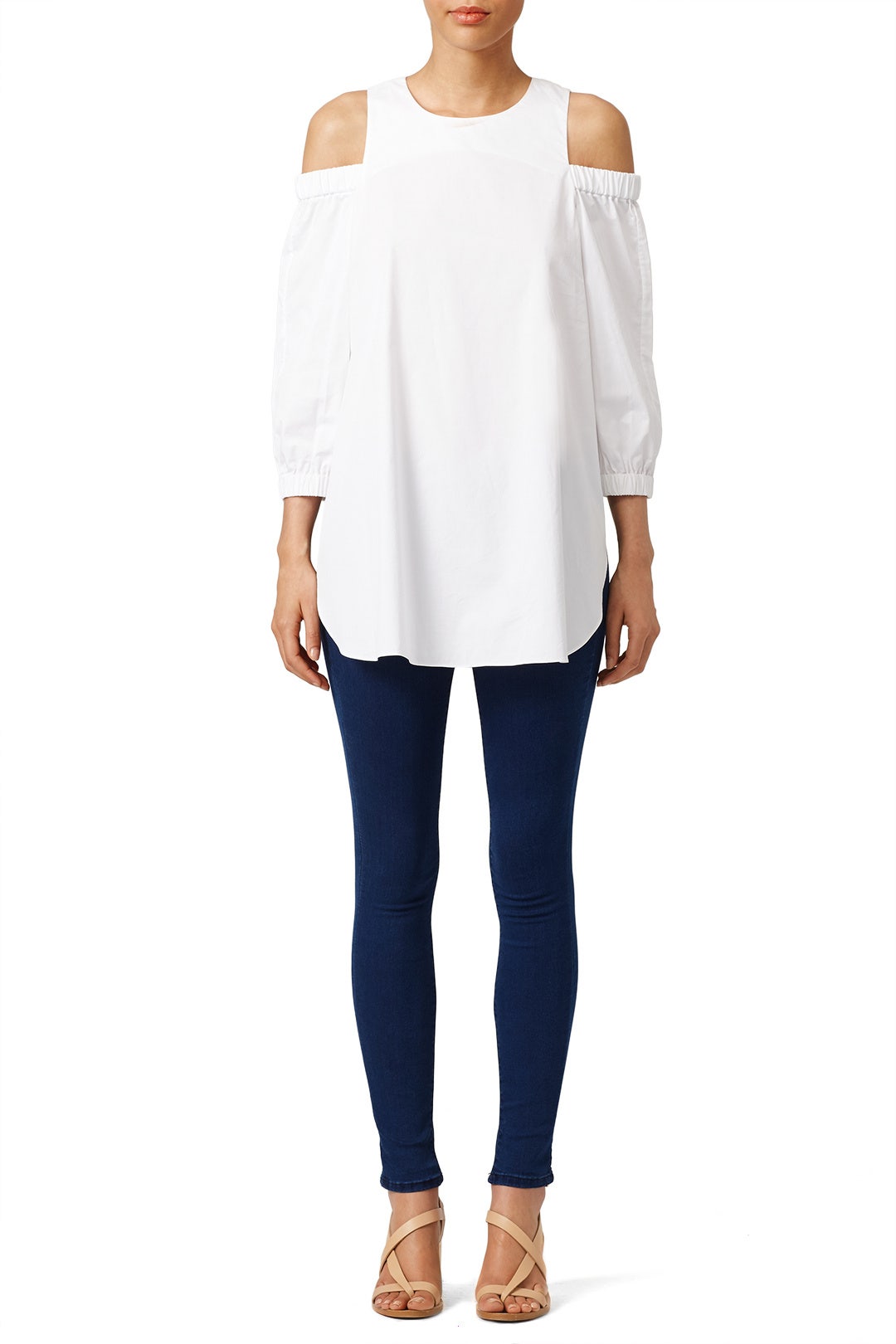 White Poplin Cut Out Top by Tibi 0
