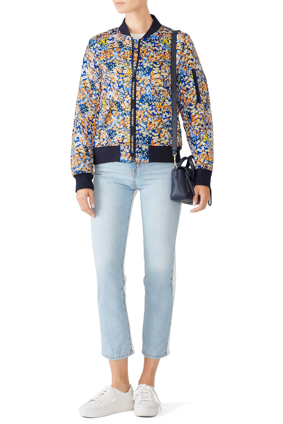 Printed Satin Bomber Jacket by Tory Sport 0