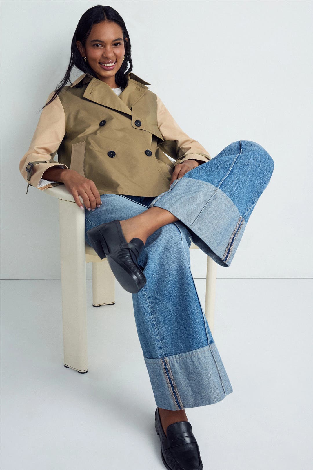 Khaki Green Color Block Trench Jacket by Weekend Max Mara | Rent