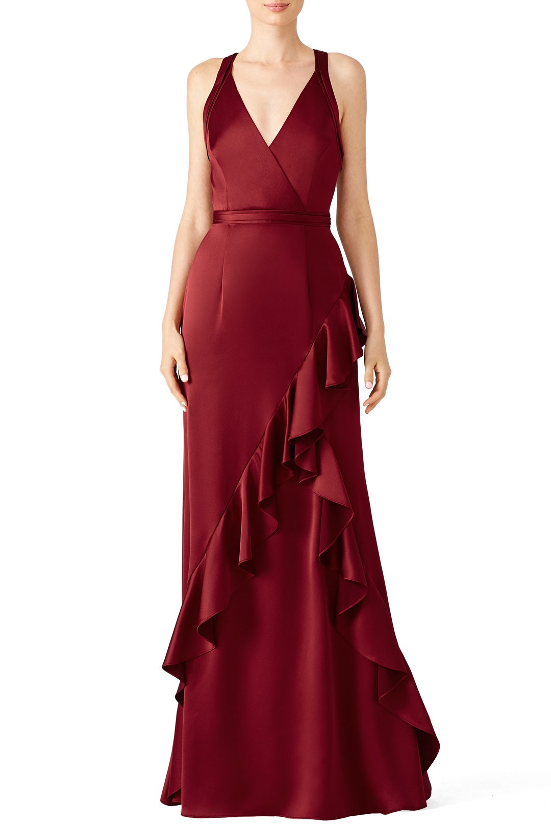 Wine Ruffle Gown by Aidan Mattox 0