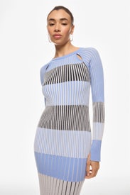 Blue Striped Knit Maxi Dress by BOSS