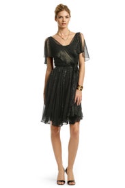 Golden Lurex Flutter Dress by Milly