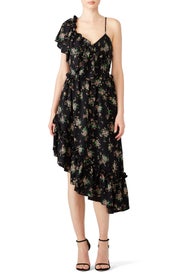 Dark Floral Midi Dress by MSGM