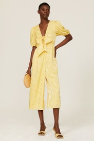 Yellow Satin Jumpsuit by Slate & Willow