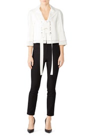 White Laced Cropped Jacket by Victor Alfaro