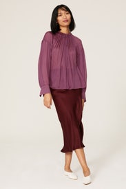 Pink Shirred Neck Blouse by VINCE.