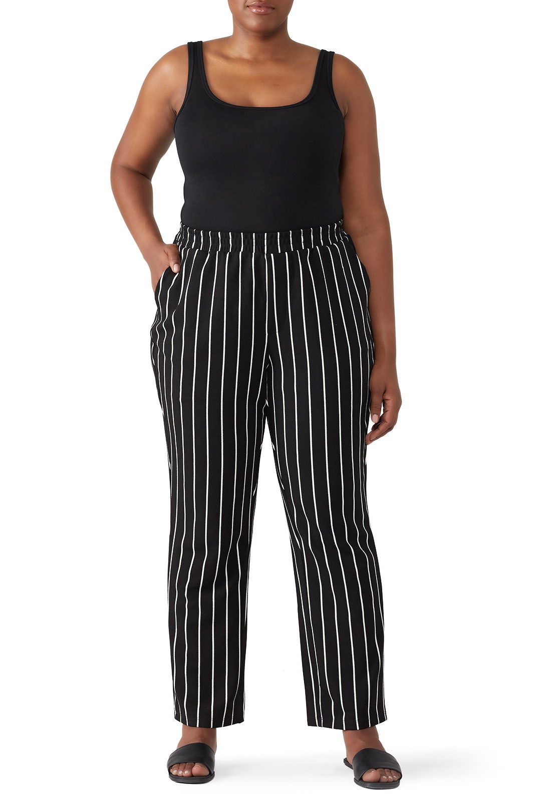Striped Wide Leg Pants by JUNAROSE 0