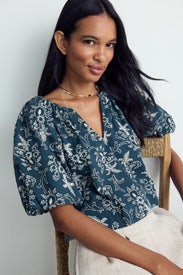 Blythe Floral Short Sleeve Top by The Great.