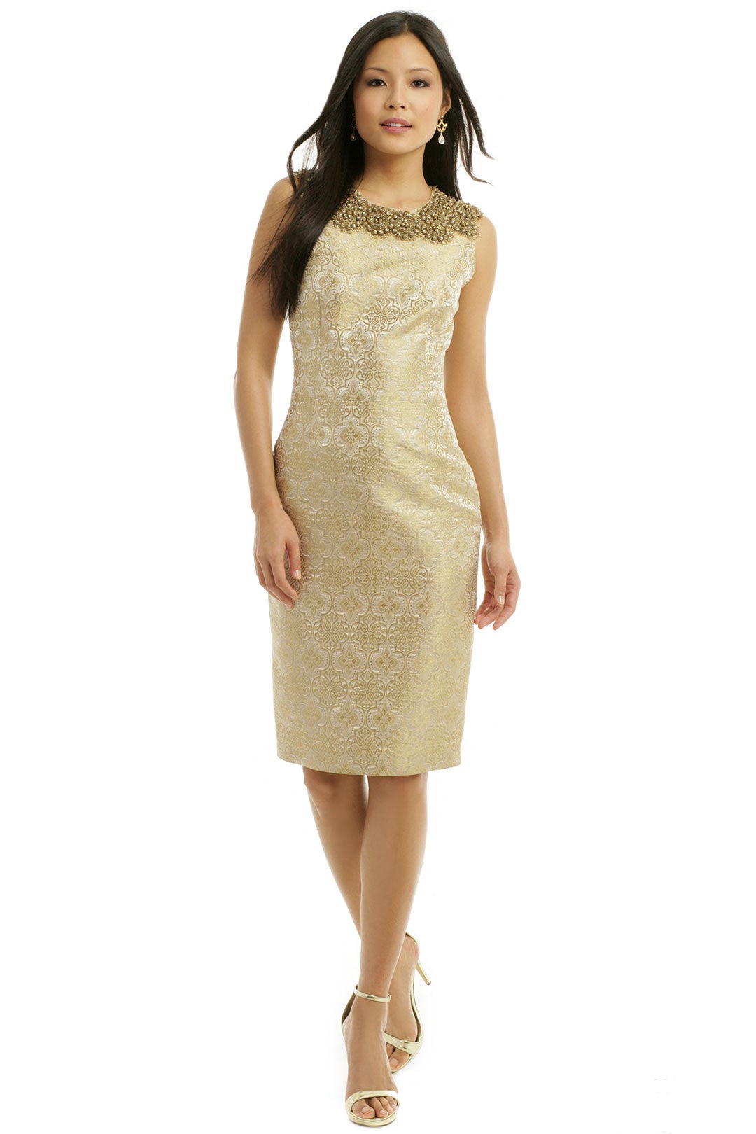 Beaded Brocade Dress by Vera Wang | Rent the Runway