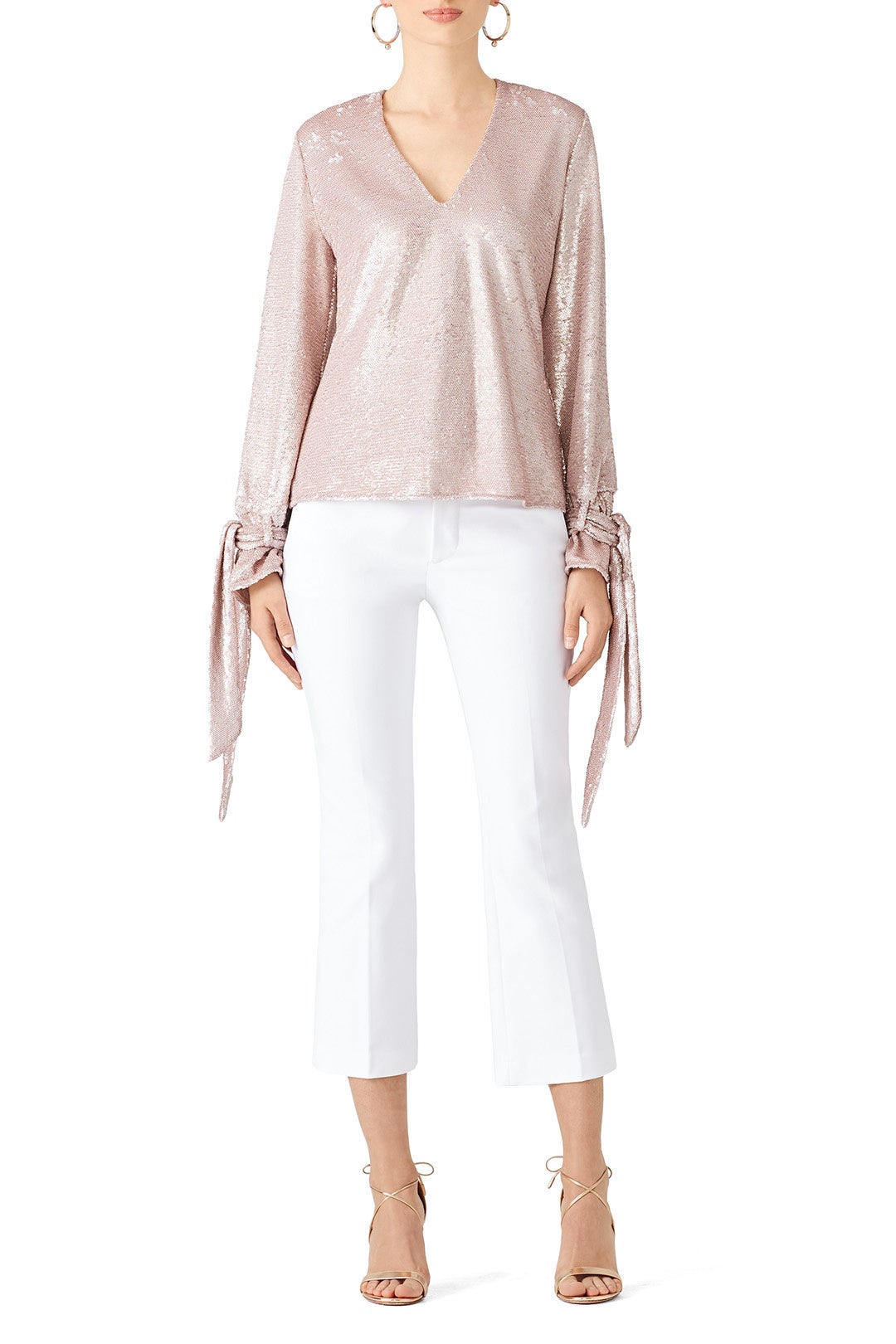 Pink Sequin Top by C/MEO COLLECTIVE Rent the Runway