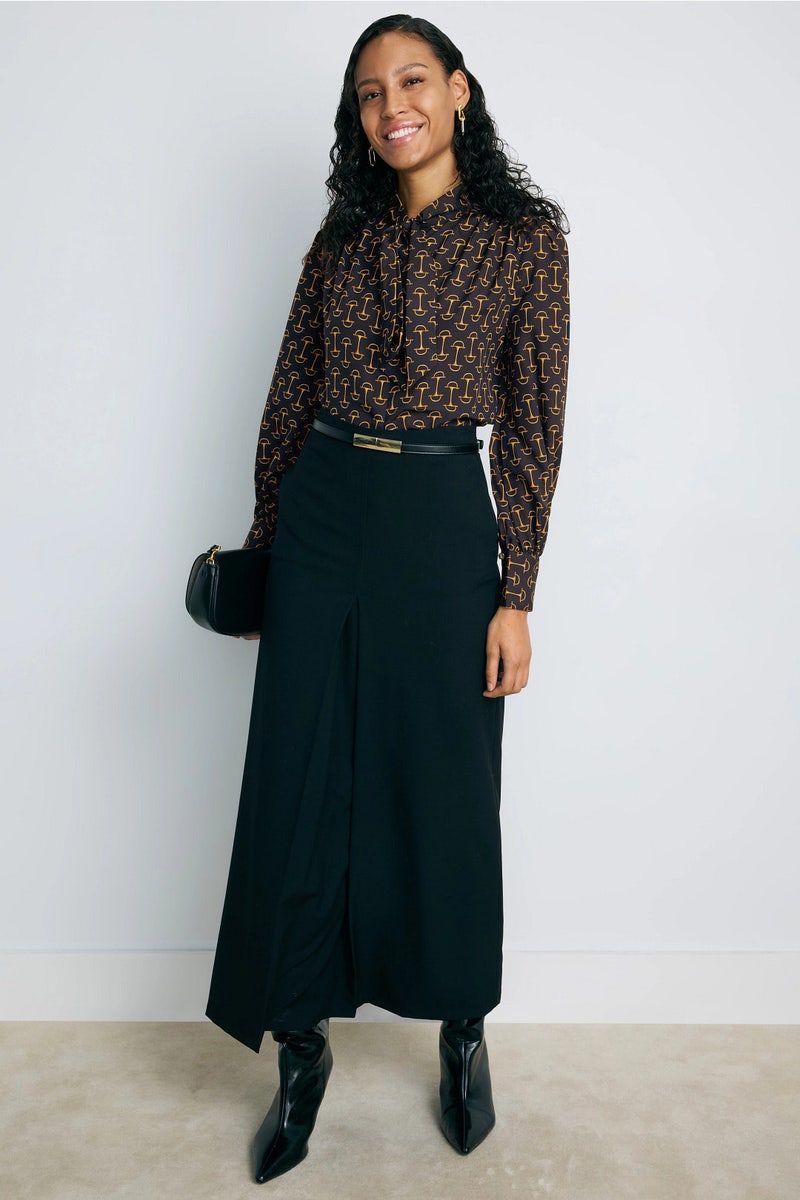 Equestrian Patterned Long Sleeve Blouse by Lauren Ralph Lauren - Photo 0