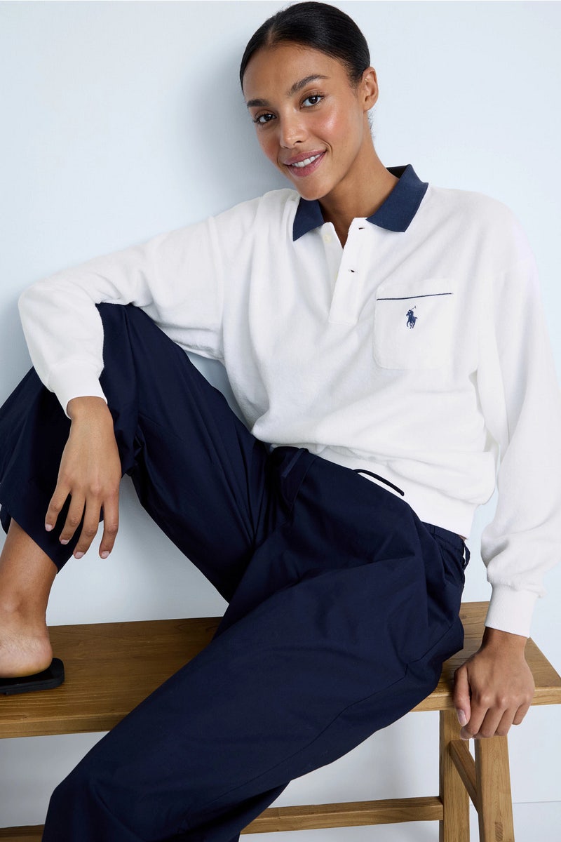 Terry Long Sleeve Polo Knit Top by Polo Ralph Lauren | Rent the Runway