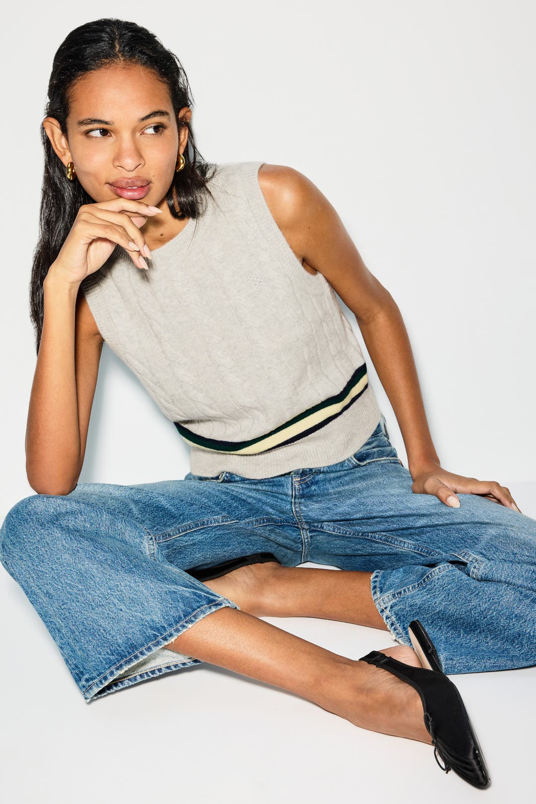 Grey Striped Knit Vest by Sandro | Rent the Runway
