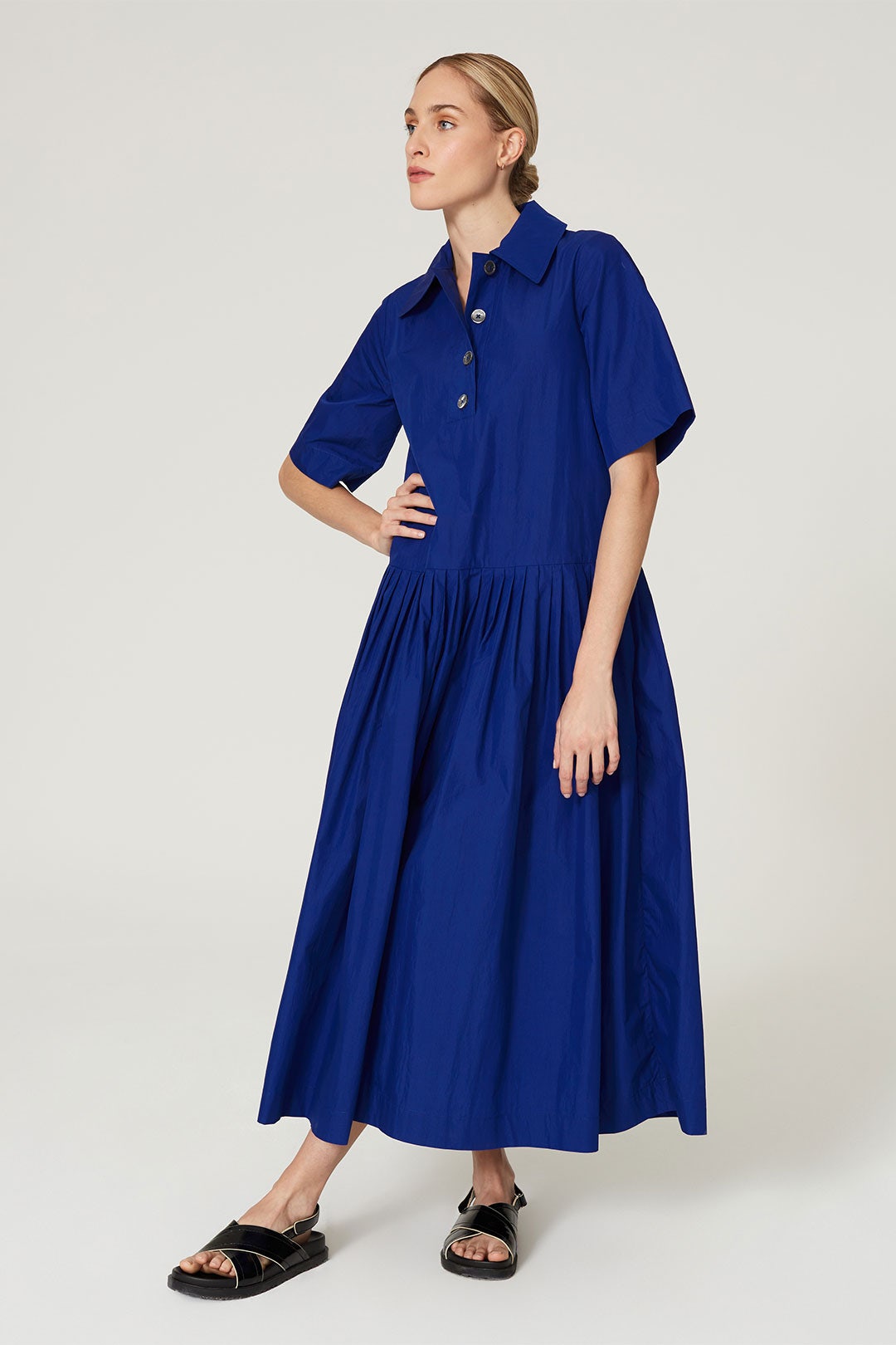 Polo Collar Gathered Maxi by Co 0