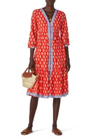Block Print Coral Dress by J.Crew