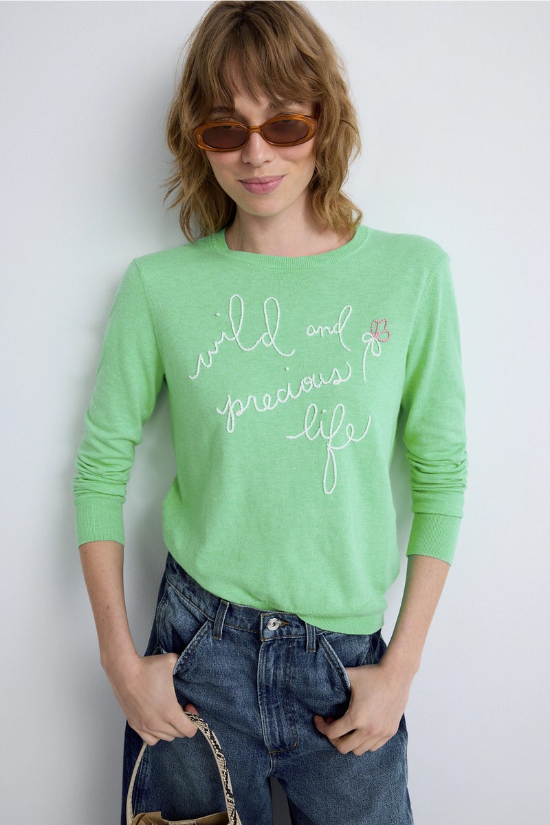Wild and Precious Crewneck Sweater by Lingua Franca - Photo 0