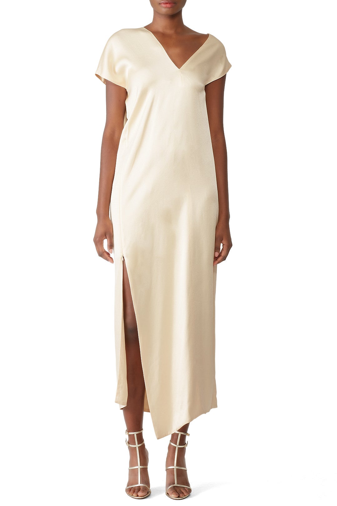 Cream Lurex Caftan Dress by Rosetta Getty 0