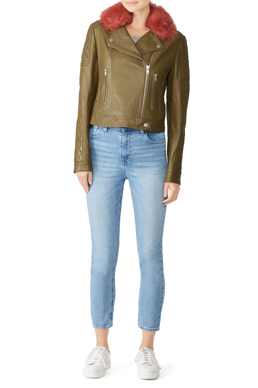 Faux Fur Biker Leather Jacket by Samantha Sipos 0