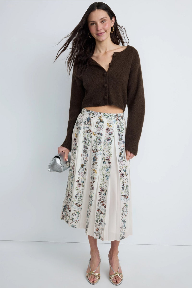 Pleated Placed Print Skirt by Adam Lippes x RTR - Photo 0