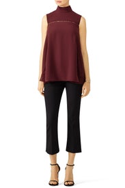 Burgundy Lace Godet Top by ADEAM