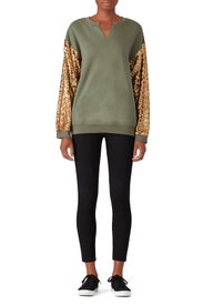 Army Sequin Sleeve Sweatshirt by JET John Eshaya