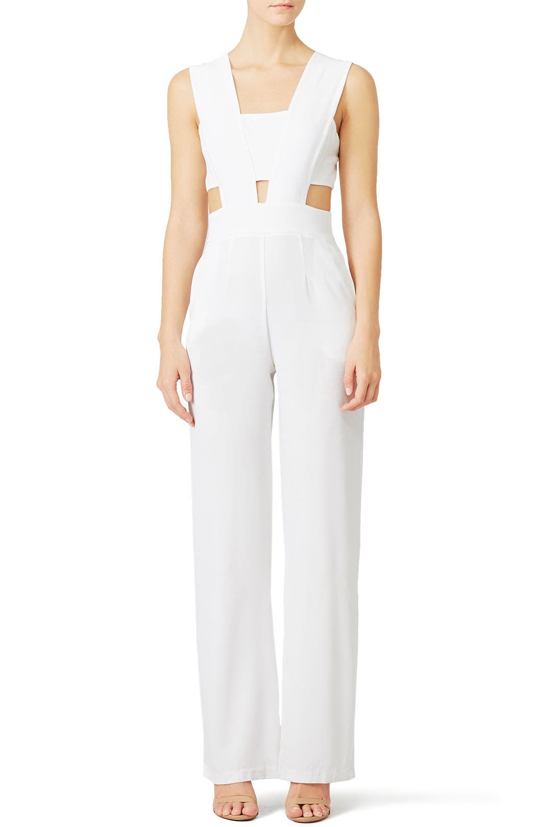 AMBUSH® JUMPSUIT WHITE Cuffed Off-the-Shoulder Stretch Crepe Jumpsuit | David's Bridal