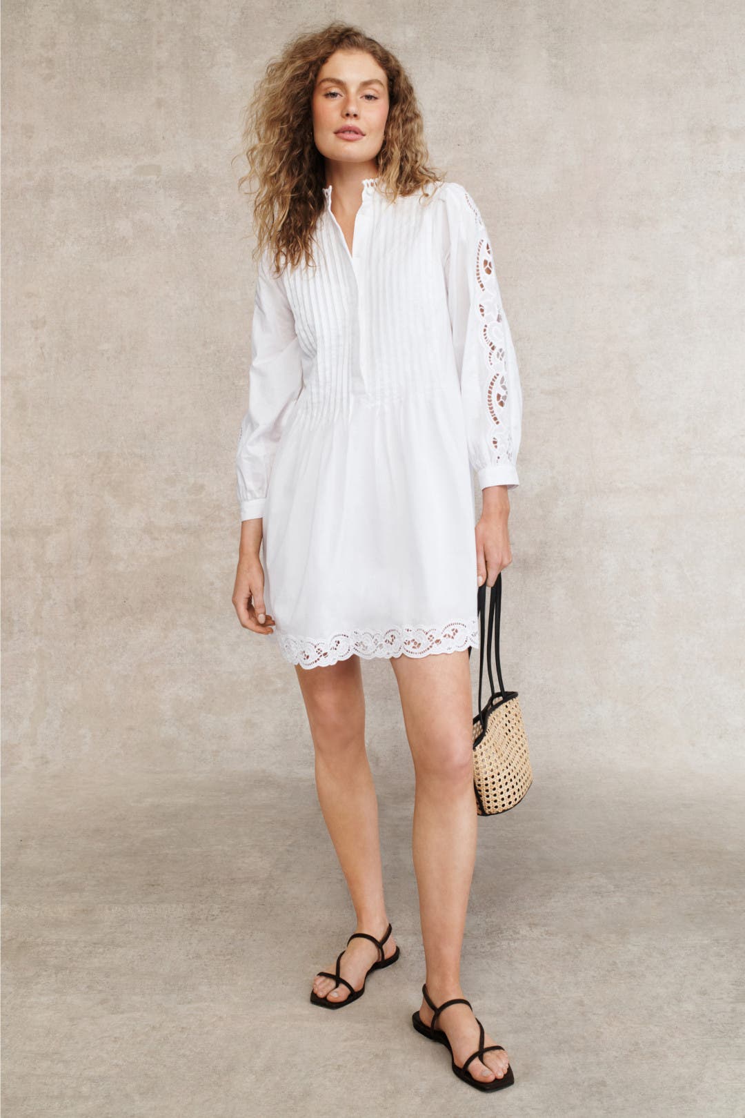 Pin Tucked Eyelet Mini Dress by Madewell | Rent the Runway