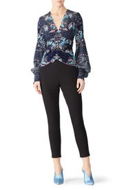 Printed Waffle Ruched Blouse by Peter Pilotto
