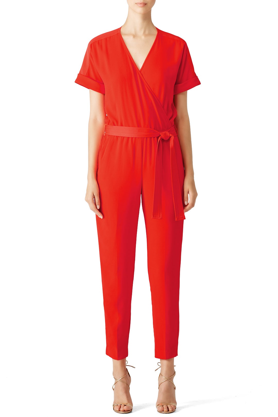 Red Wrap Jumpsuit by Trina Turk 0