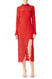Red Fala Lace Dress by Alexis