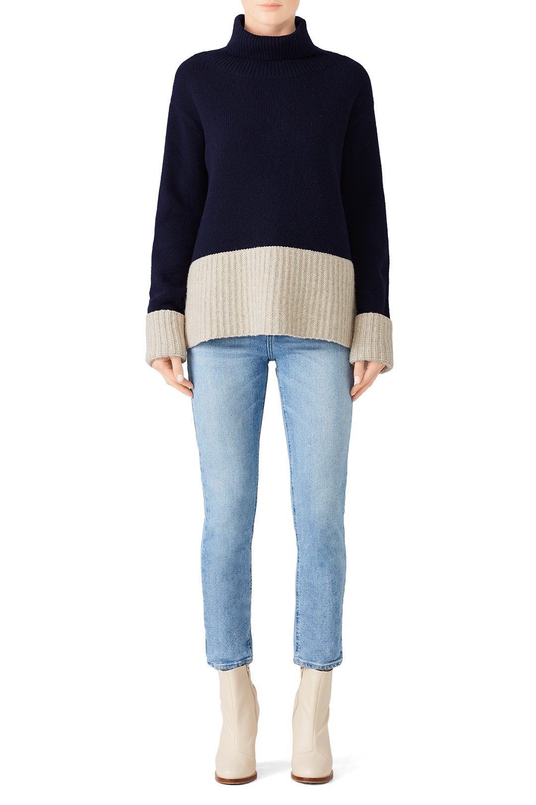 Turtleneck Contrast Sweater by Derek Lam 10 Crosby 0