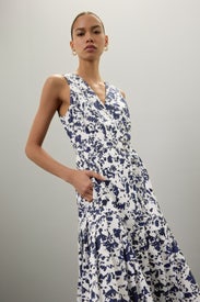 Sleeveless Floral Pleated Midi Dress by Eudon Choi x RTR