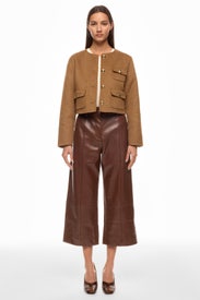 Wide Leg Cropped Faux Leather Trousers by Jason Wu x RTR