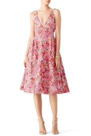 Pink Multi Floral Dress by ML Monique Lhuillier