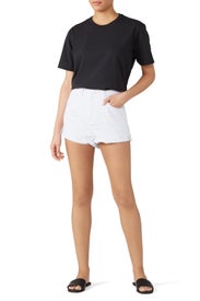 White Beauty Bandits High Waisted Denim Shorts by One Teaspoon