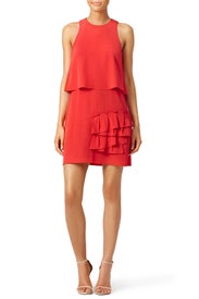 Red Sophia Ruffle Dress by Tibi