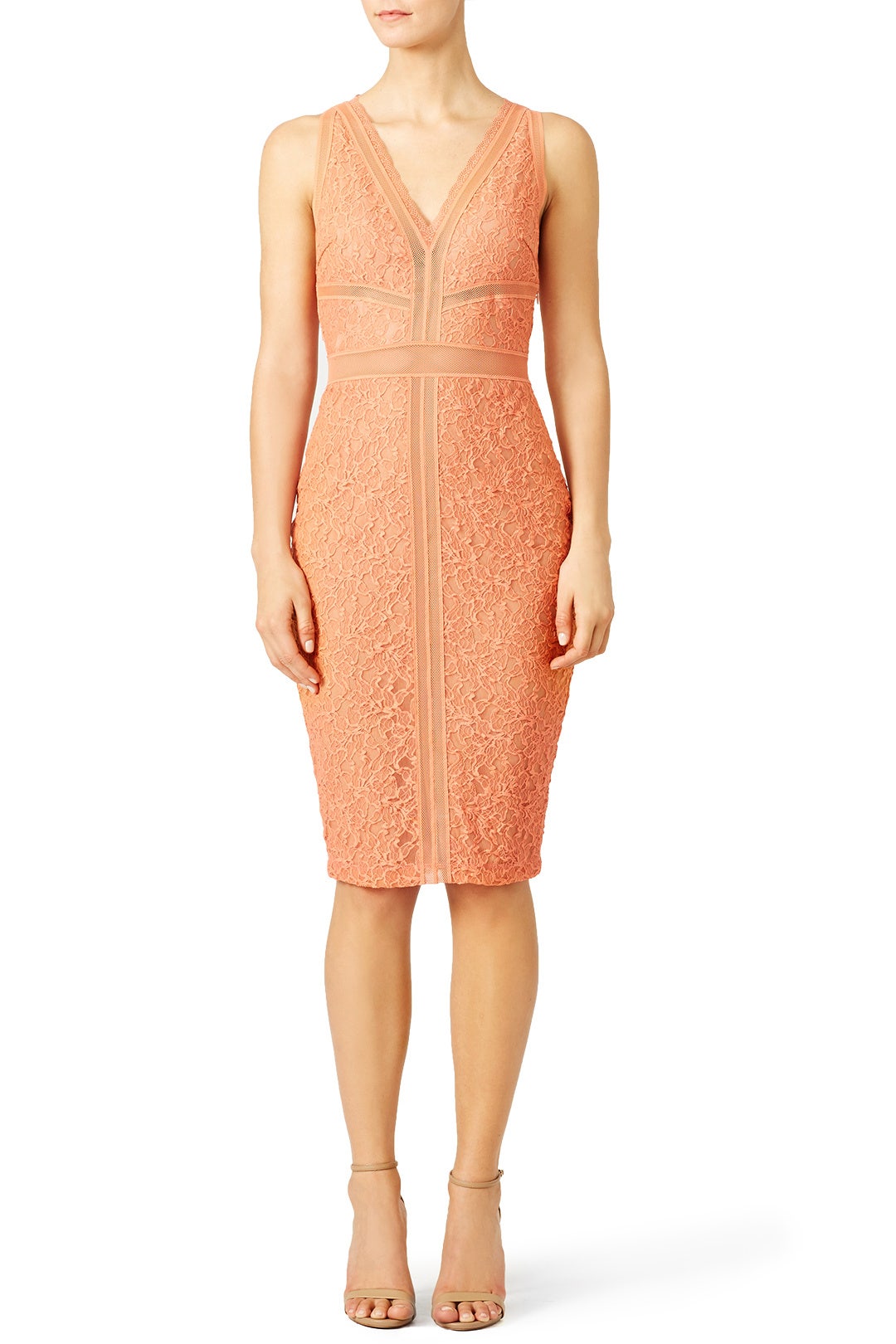 Orange Straight Edge Lace Sheath by Bailey 44 0