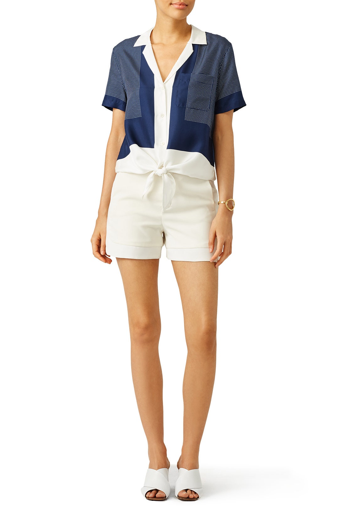 Dot Print Short Sleeve Keira Shirt by Equipment 0