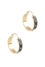 Black Enamel Gold Jax Small Hoops by Gorjana Accessories