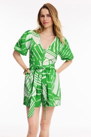 Green Abstract Devin Romper by Marie Oliver