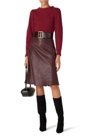 Red Faux Leather Skirt by Natori