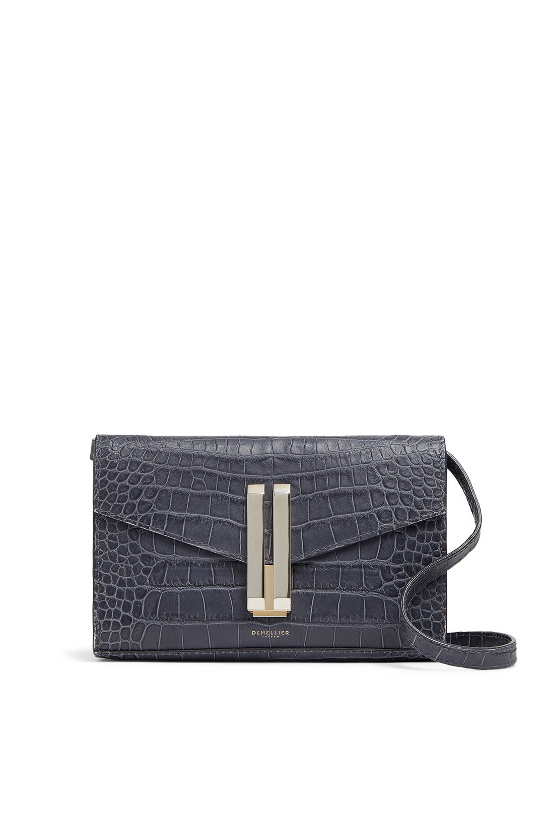 Grey Mock Croc Quebec Crossbody by DeMellier