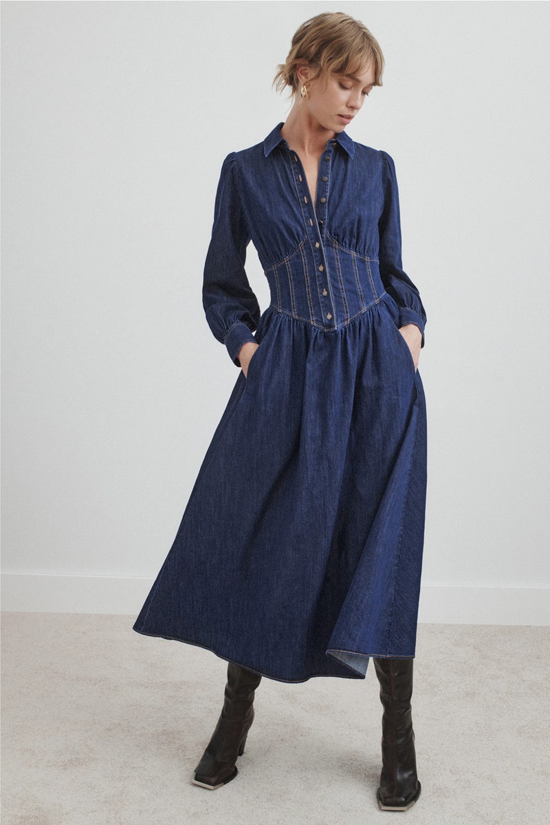 Denim Corseting Midi Dress by Derek Lam 10 Crosby x RTR - Photo 0