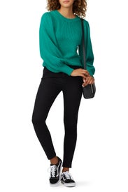 Green Puff Sleeve Sweater by 525 America