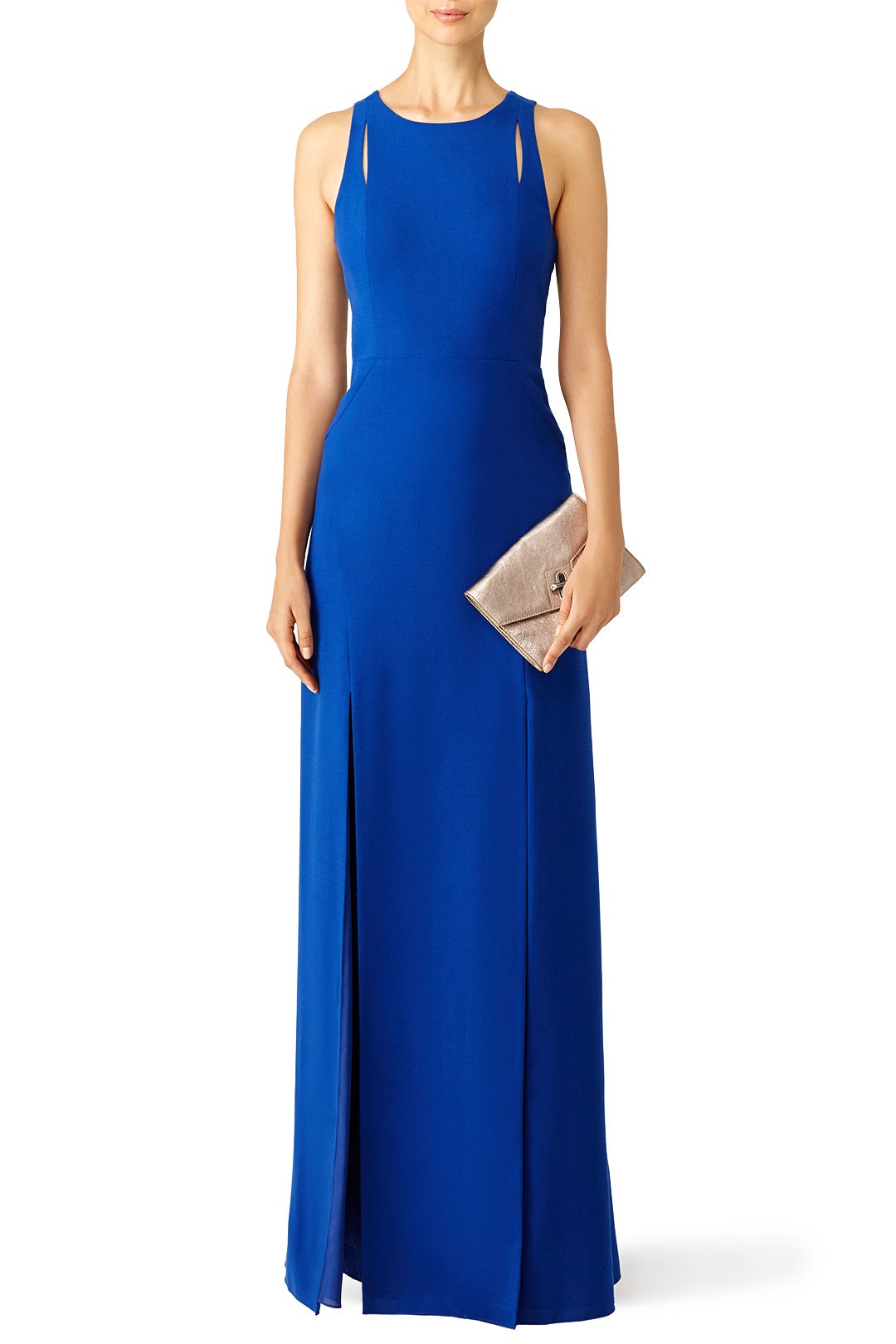 halston blue dress Francine Satin Gown 2 / Oceanic Blue