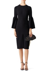 Black Cropped Bell Sleeve Dress by Jill Jill Stuart