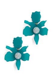 Lagoon Blue Crystal Lily Earrings by Lele Sadoughi